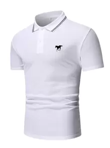 Manfinity Homme 男士動物印花POLO衫 - 白色 - 查看 1