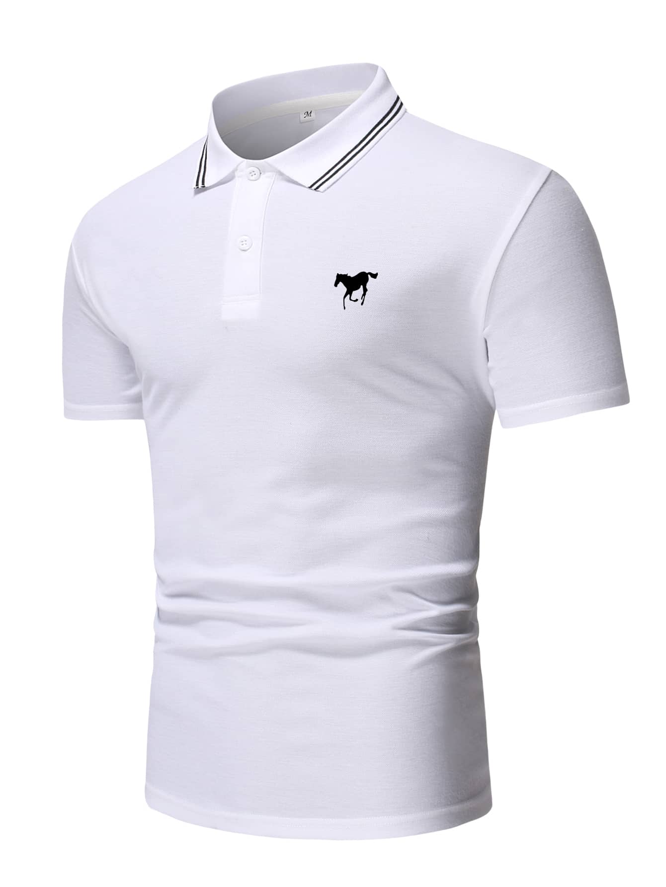 Manfinity Homme 男士動物印花POLO衫 - 白色 - 查看 1