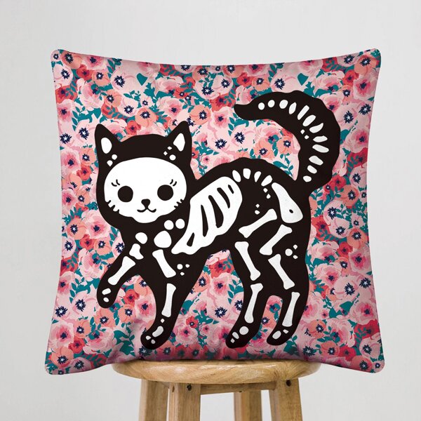 

Cat Print Cushion Cover Without Filler, Multicolor
