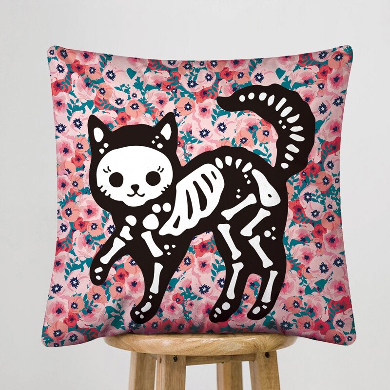 

Cat Print Cushion Cover Without Filler, Multicolor