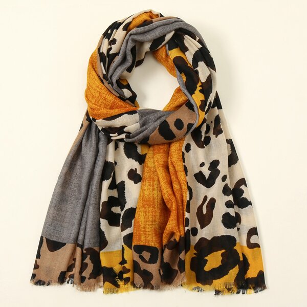 

Leopard Pattern Scarf, Multicolor
