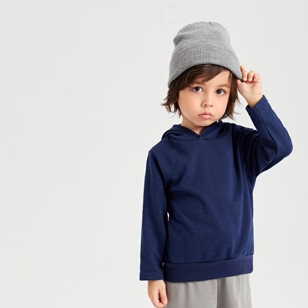 

Toddler Boys Solid Hoodie, Navy blue