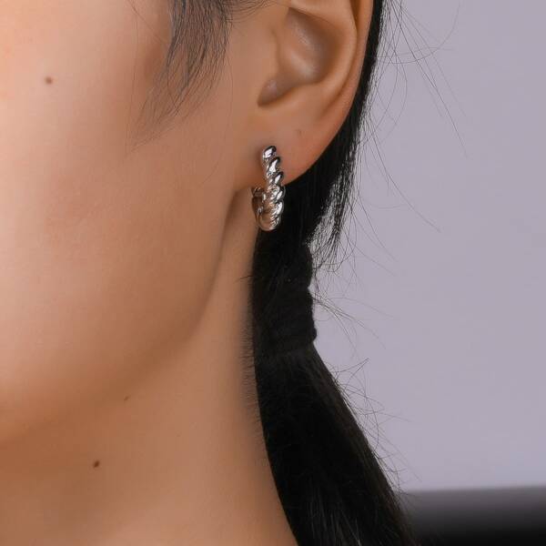 

Twist Hoop Earrings, Silver
