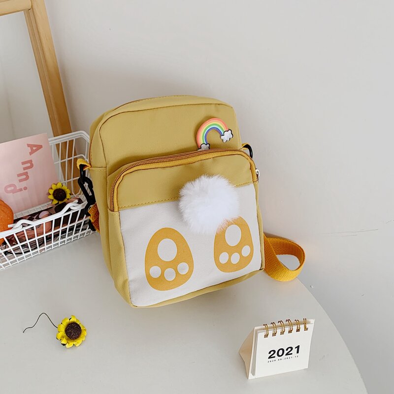 

Pom Pom Decor Crossbody Bag, Yellow