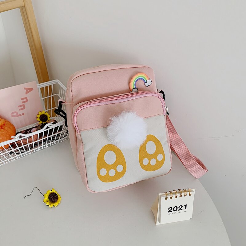 

Pom Pom Decor Crossbody Bag, Pink