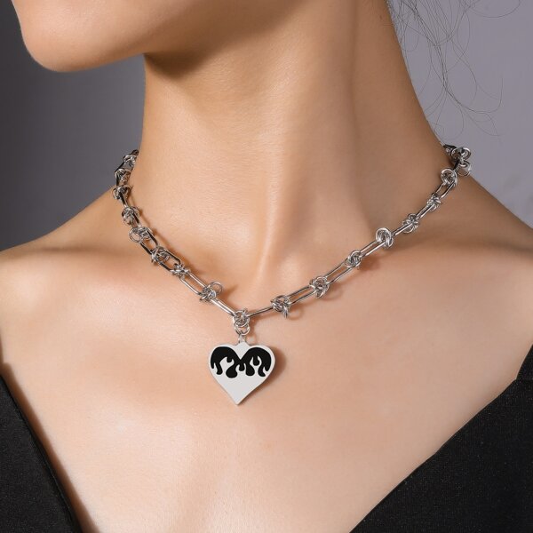 

Heart Charm Necklace, Silver
