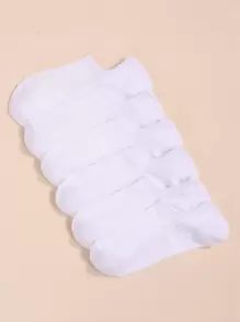 6pairs Solid Ankle Socks - White - View 1