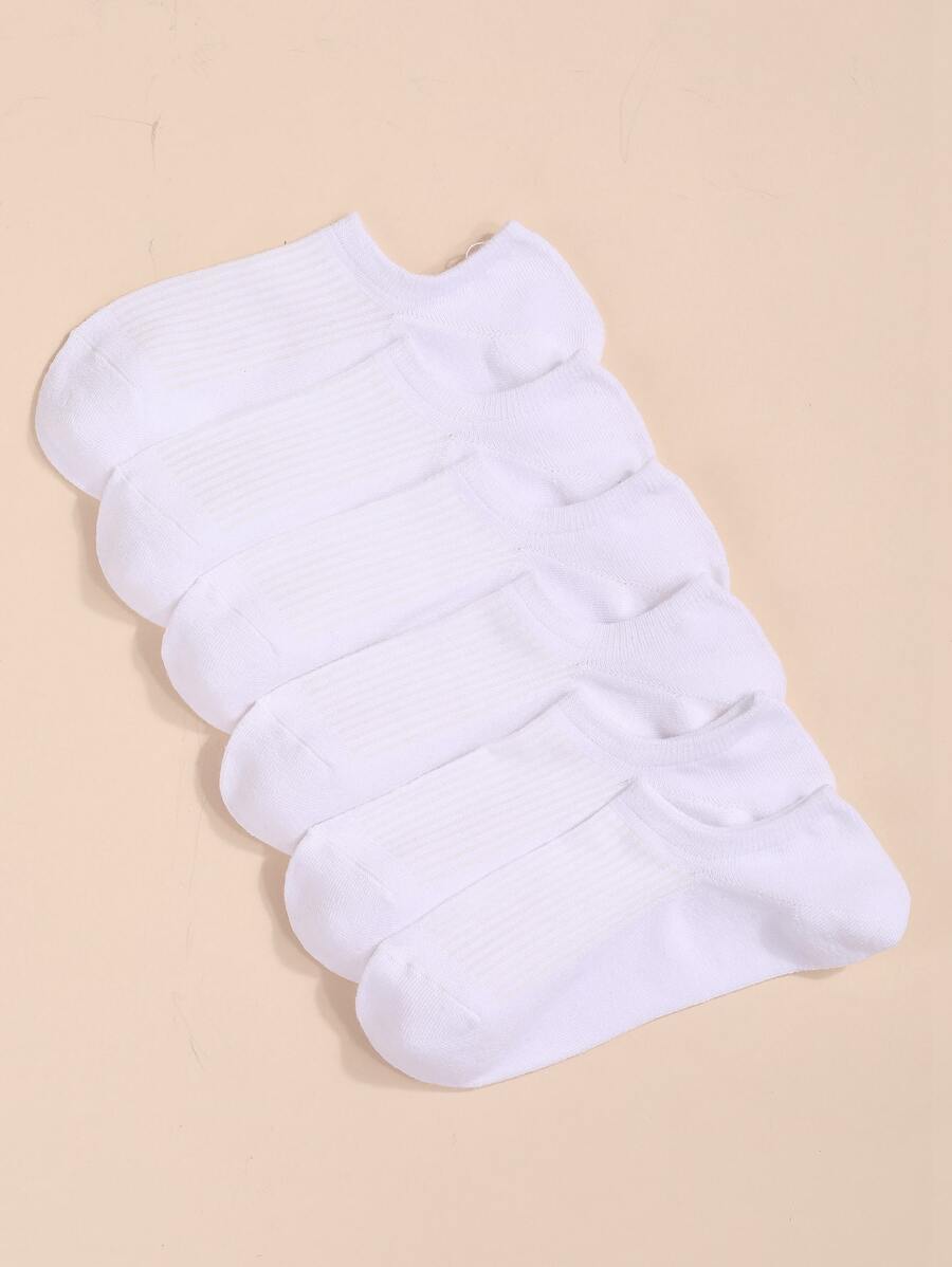 6pairs Solid Ankle Socks - White - View 1