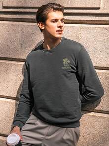 Áo nỉ Nam Lá thư Thực vật Giải trí - Màu xám đen - Xem 2