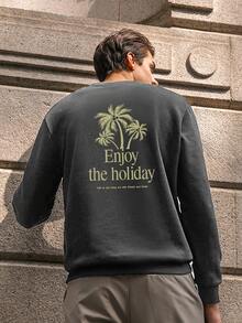 Áo nỉ Nam Lá thư Thực vật Giải trí - Màu xám đen - Xem 6