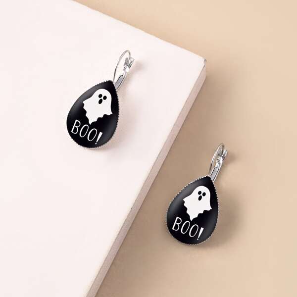 

Ghost Print Drop Earrings, Black