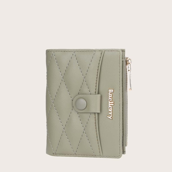 

Metal Letter Decor Quilted Small Purse, Green