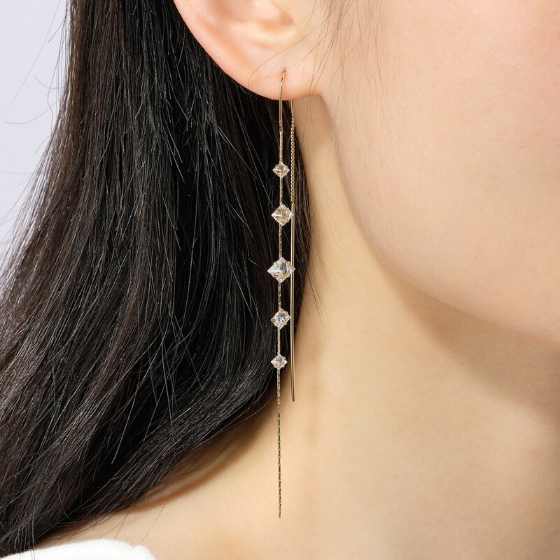 

Rhinestone Decor Earrings, Gold