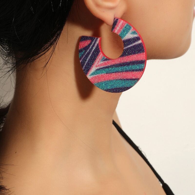 

Graphic Hoop Earrings, Multicolor
