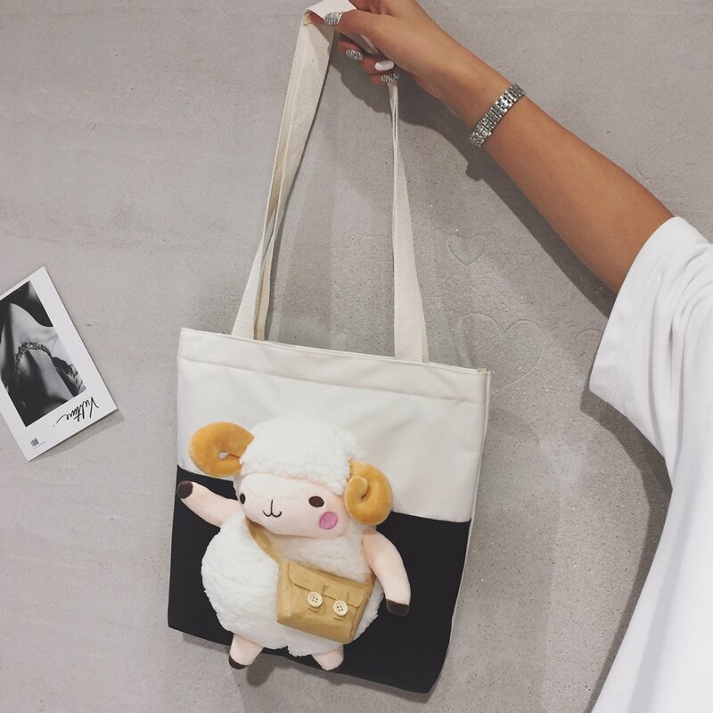 

Sheep Decor Tote Bag, Black