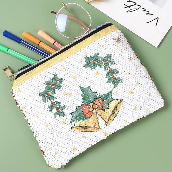 

Girls Christmas Graphic Clutch Bag, White
