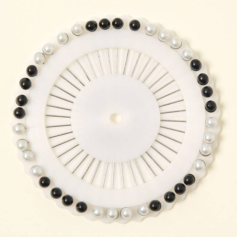 

40pcs Faux Pearl Decor Scarf Pin, Black and white