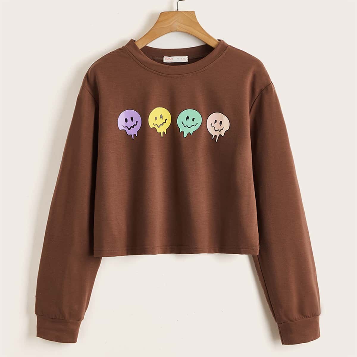 

Graphic Crop Tee, Coffee brown