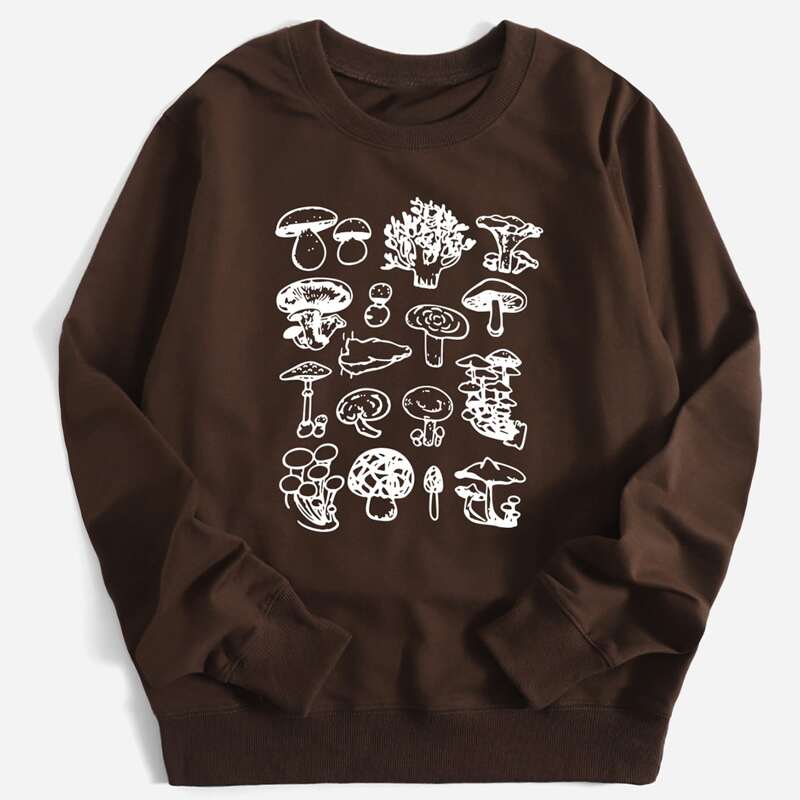 

Mushroom Graphic Sweatshirt, Coffee brown