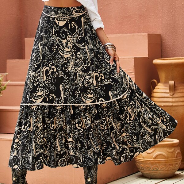 

Paisley Print Flare Skirt, Multicolor