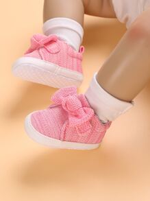 Zapatos antideslizantes de suela blanda para preandar de bebé niña - Rosa - Ver 1