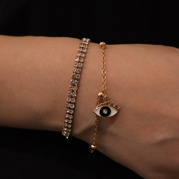 

2pcs Eye Decor Bracelet, Gold