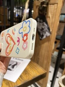 Vỏ điện thoại hoa văn hình trái tim - Màu be - Xem 2