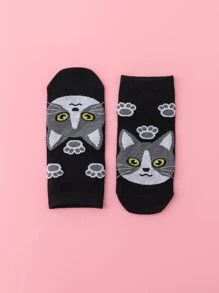 Cat Print Ankle Socks - Multicolor - View 3