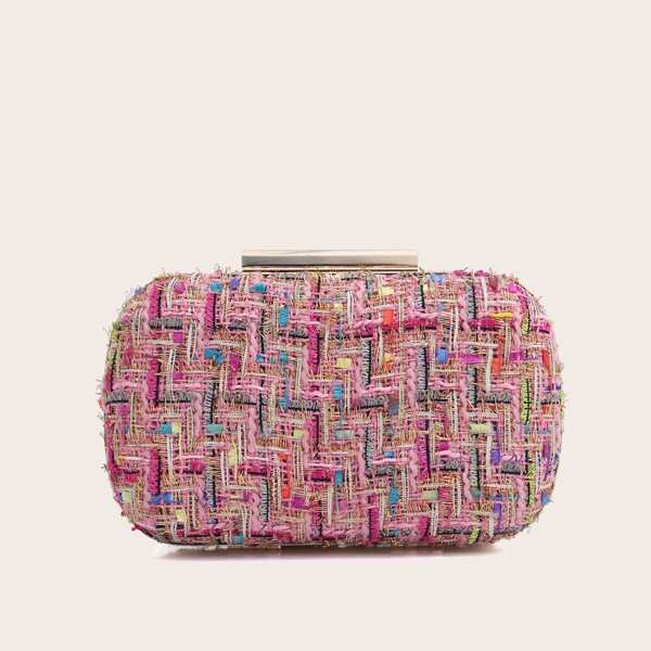 

Tweed Chain Box Bag, Pink