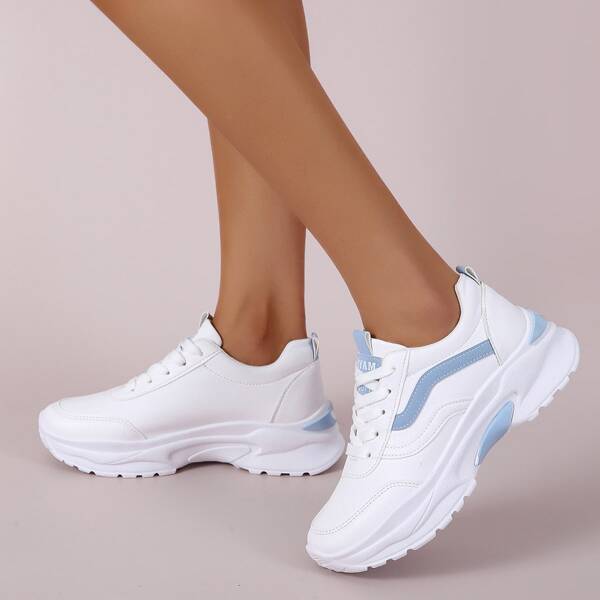 

Letter Graphic Lace-up Chunky Sneakers, White
