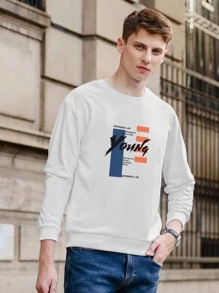 男士標語圖案運動衫 - 白色 - 查看 7