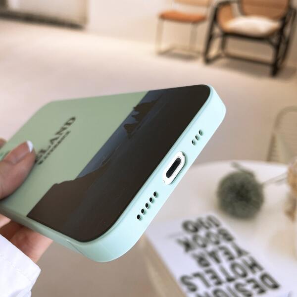 

Letter Graphic Phone Case, Mint green