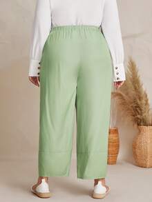 Pantalones diente de león & con estampado de pájaro bajo tulipán - Verde - Ver 2