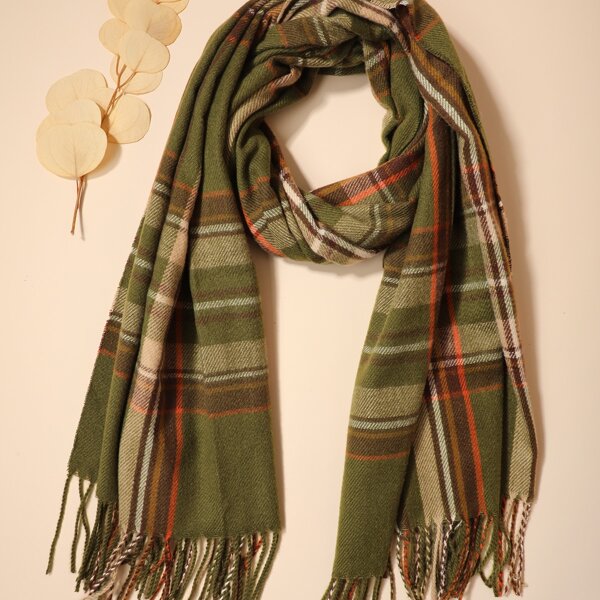 

Men Plaid Print Scarf, Multicolor