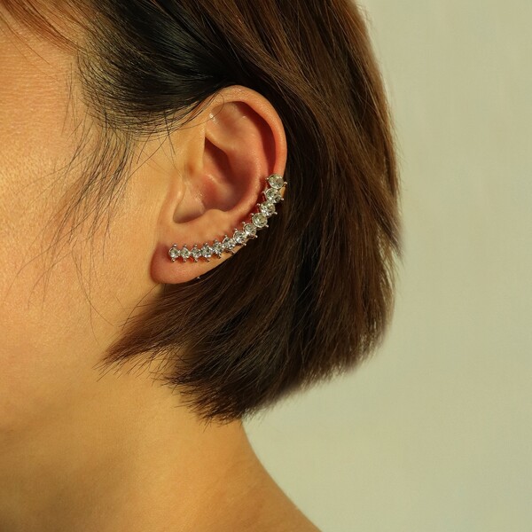 

Rhinestone Decor Earrings, Gold