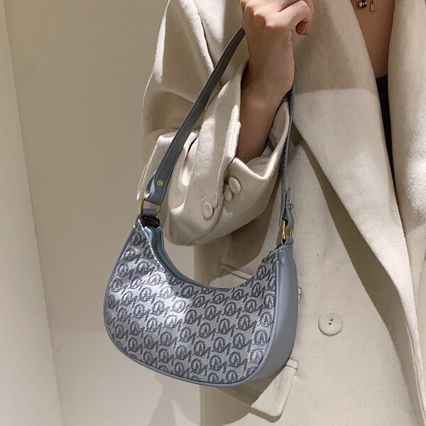 

All Over Print Baguette Bag, Grey