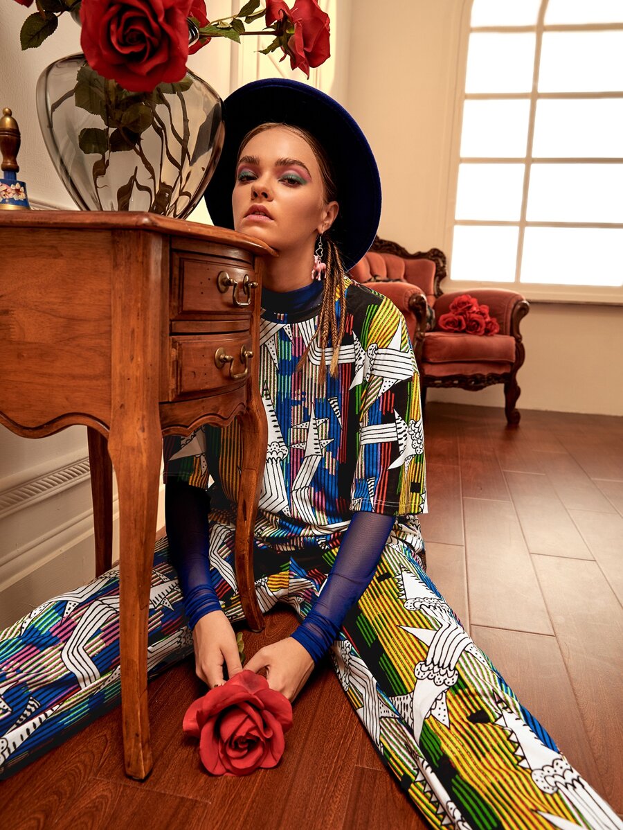 LISA MCKENDRICK 滿版印花落肩T恤 - 彩色 - 查看 1