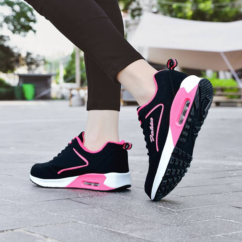 

Letter Graphic Lace-up Running Shoes, Black