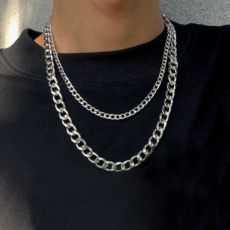 

2pcs Minimalist Chain Necklace, Silver