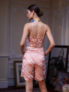 Dallas Shaw con estampado de dibujo Top de tirantes & Shorts - Rosa coral - Ver 2