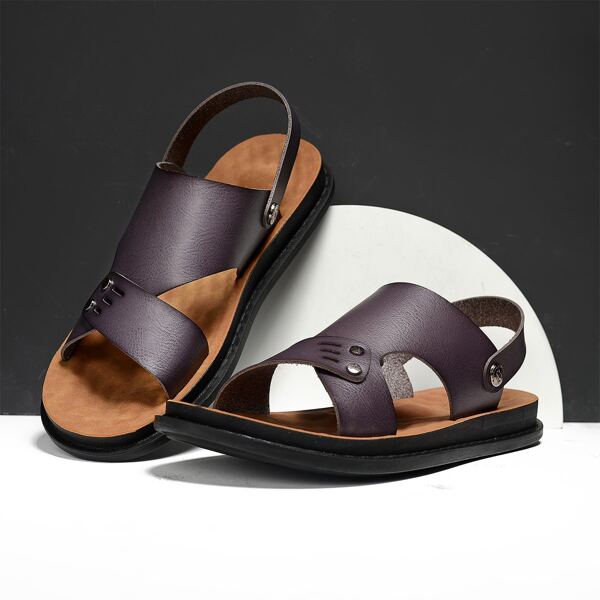 

Men Studded Flat Sandals, Dusty purple
