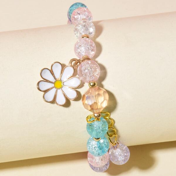 

Flower Decor Beaded Bracelet, Multicolor