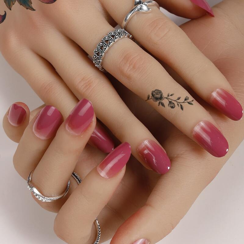 

24pcs Ombre Fake Nail & 3pcs Nail Art Tool Set, Red