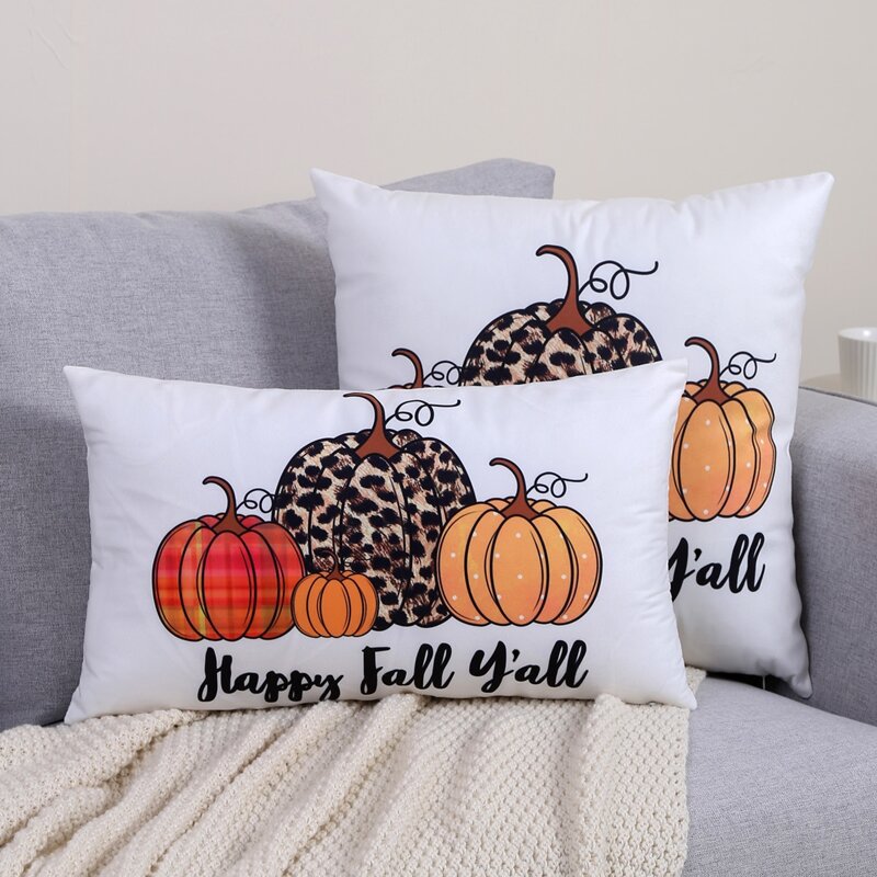 

1pc Pumpkin Print Cushion Cover Without Filler, Multicolor
