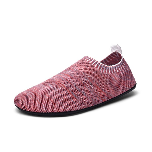 

Striped Pattern Knit Detail Slip On Sneakers, Coral pink