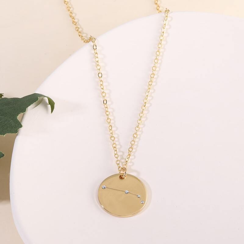 

Rhinestone Decor Geo Pendant Chain Necklace, Gold