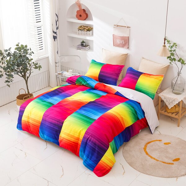 

Graphic Print Duvet Cover Set Without Filler, Multicolor