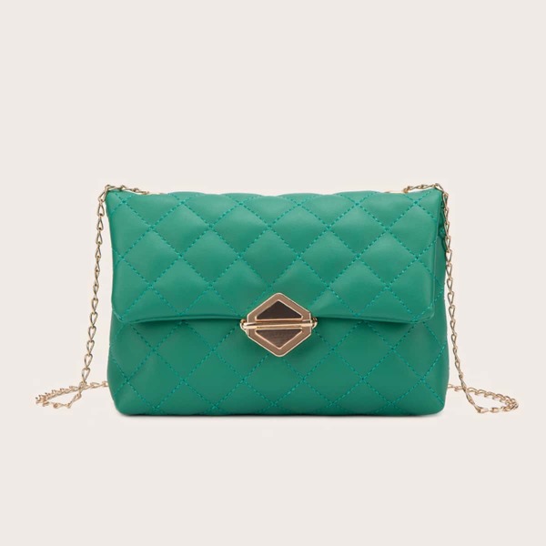 

Quilted Flap Chain Shoulder Bag, Green