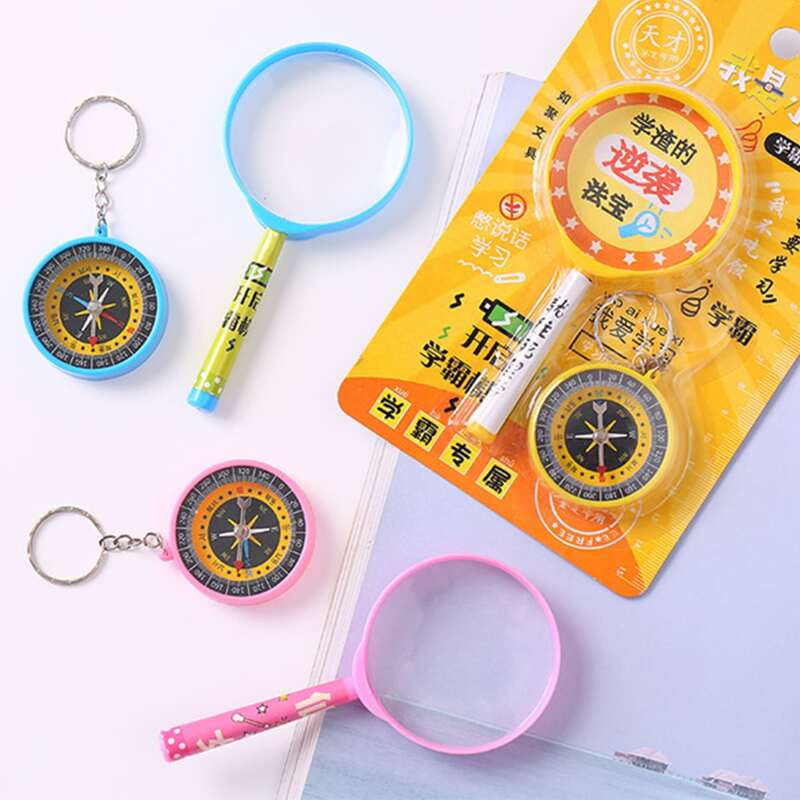 

1pc Random Color Magnifier & 1pc Compass, Multicolor