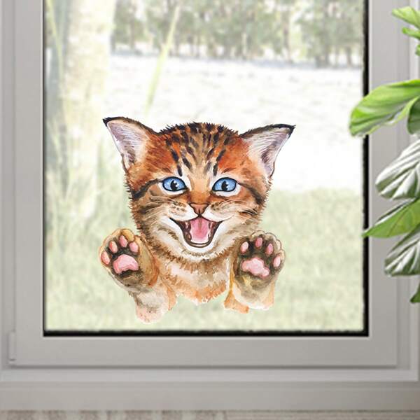 

Cat Pattern Wall Sticker, Multicolor